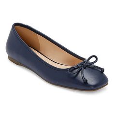 Polish off any look with these Liz Claiborne women's Flushing ballet flats. Made with soft faux-suede, a cushioned memory foam insole and square toe design, these slip on shoes will be an easy style statement. Wear with straight leg pants and your favorite top. Closure Type: SlingbackUpper/Outer Base Material: 100% PolyuretheneShoe Lining Material: PolyurethaneSole Material Content: 100% Thermoplastic-RubberToe Type: Round ToeShoe Strap Type: Slingback StrapCare: Wipe CleanHeel Style: Flat HeelCountry of Origin: Imported Navy Blue Ballet Flats, Navy Ballet Flats, Blue Ballet Flats, Girls Ballet Flats, Shoes Ballet Flats, Classic Wardrobe Essentials, Navy Blue Flats, Miracle Prayer, Cute Flats