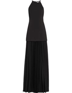 A.L.C. Lana Pleated Maxi Dress in Black on pre-order. Delivery date: 8/30/2024-9/30/2024. Maxi length. Sleeveless. Halter neckline. Dropped waist. Structured upper. Pleated jersey cady fabric skirt. Concealed back zipper closure. Fully lined. 100% Polyester, Contrast: 70% Triacetate 30% Polyester, Lining: 100% Polyester Dry Clean Length: 54.5" Model is 5'9.5" Wearing Size 4. Model Measurements: Bust 30.5" Waist 23" Hips 34". Black H-line Party Dress, Chic A-line Dress With Pleated Bodice, Black Pleated Bodice Dress For Evening, Fitted Maxi Dress With Pleated Waist For Evening, Elegant H-line Sleeveless Evening Dress, Elegant Black Pleated Maxi Dress, Chic A-line Sleeveless Evening Dress, Elegant Sleeveless Pleated Evening Dress, Black Maxi Dress With Pleated Bodice For Spring