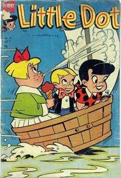 an old comic book with the title little dot and other cartoon characters in a boat