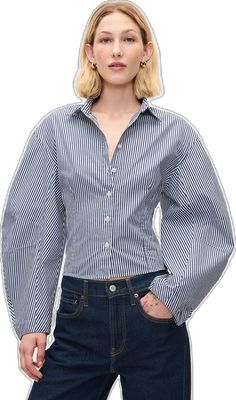 Cropped Shirt, Pesticides, Crop Shirt, Cotton Poplin, White Stripe, Barrel, Gap, Organic Cotton, Fashion Inspo