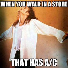 a woman with her arms outstretched in front of the words, when you walk in a store that has avc