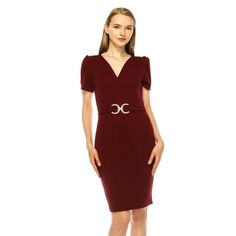 Product Description: Introducing our stylish Women's V-neck Sheath Dress, designed to make a statement from the boardroom to dinner parties. This dress features an elegant V-neckline, accentuated by a chic buckle that adds a touch of sophistication to the ensemble. The puff sleeves provide a modern twist to the classic sheath silhouette, creating a balanced look that flatters any figure. Crafted from high-quality fabric, this dress offers both comfort and style. Whether you're presenting at a bu Wear To Work Dress, Social Event, Elegant Office, Work Wear Women, Business Meeting, Dinner Parties, Puff Sleeves, Sheath Dress, Stylish Women