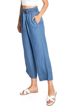 High waist?chambray culottes?with a paperbag waist, with a self-tie belt. Pleating at the top with pockets to the sides. CARE | Machine Wash ColdCONTENTS | 100% Tencel MEASUREMENTS | 36"/91 cm Top to Bottom 24"/61 cm Inseam 12"/30 cm Rise (Size Small) MODEL | 5'8 - wearing a size SmallIMPORTED Short Denim Skirt, Short Mini Dress, Knit Sweatshirt, Midi Maxi Dress, Skirt Leggings, At The Top, Basic Tops, Solid Dress, Wide Leg Jeans