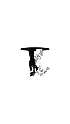 a black and white drawing of a table with a bird on it's head