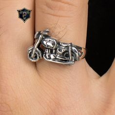 Motorcycle Ring, 925K Sterling Silver, Biker Style Ring, Unisex Vintage Silver, Handmade Silver Ring ✦ Details ✦ * Material: 925 Sterling Silver * Weight: 6,00 grams * Sides oxidized. * Stamp: 925 * Available sizes; 5 US to 16 US. Contact me if you need any other size! ✦ Shipping ✦ * Processing time: 1-3 business days. * This item ships from my Turkish workshop in Istanbul. * Add your phone number in address box for a smoother delivery. That makes courier personnel's job easier.  ✦ Packaging ✦ * Silver Stainless Steel Biker Jewelry, Biker Style Sterling Silver Jewelry For Biker Events, Silver Stainless Steel Jewelry For Biker Events, Silver Biker Jewelry As A Gift, Handmade Silver Ring, Biker Rings, Luxury Gift Box, Silver Rings Handmade, Biker Style