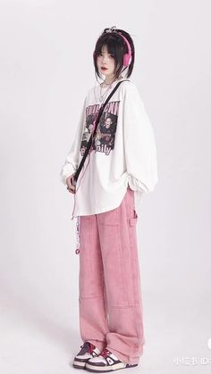 2000s Japanese Fashion, Kawaii Fashion Outfits, Pink Pants, Soft Grunge, Really Cute Outfits, Korean Outfits, Casual Style Outfits, Lookbook Outfits, Kawaii Fashion