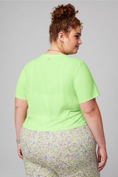 Essential Air Short Sleeve Top Fabletics green female Activewear >> Womens >> Tops >> Short Sleeve T-Shirts >> Short-Sleeve Top Essential Air plus Running/Training 4-Way Stretch/Anti-Stink/Breathable/Moisture-Wicking/Quick-Dry/Reflective Green Athleisure T-shirt For Workout, Green Relaxed Fit Activewear For Athleisure, Spring Stretch Lime Green Top, Green Relaxed Fit Activewear For Workout, Green Stretch Short Sleeve Activewear, Green Moisture-wicking Activewear For Spring, Green Workout T-shirt For Spring, Green Sporty Tops For Summer, Green Sporty Summer Tops