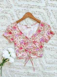 Sleeved Crop Top, Ashley Brooke, Ruched Top, Chic Top, Rock A, Short Sleeve Cropped Top, Floral Print Shorts, Style Gift, Boutique Clothing