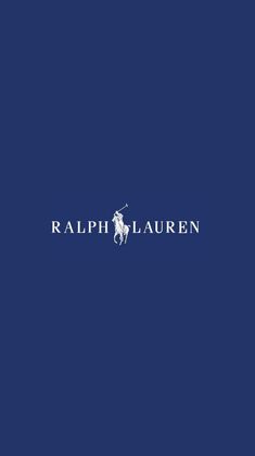 the polo lauren logo is shown on a dark blue background with white letters and an image of a man holding a golf club