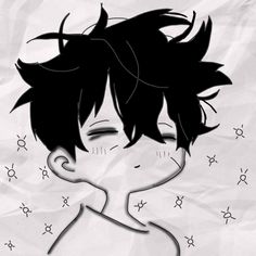 a drawing of a boy with black hair and stars around his neck, looking to the side