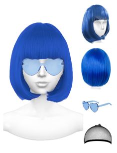 PRICES MAY VARY. Featured Colorful Wigs - you will receive 1 X bob wig + 1 X party glasses in different colors, enough to meet your various needs. These wigs with bangs would make you more eye-catching, we can hardly think of a more moment, wear it on and make a nice pose Premium Material - each colored wig is built around a lightweight and breathable netted cap, no shedding, tangling and odor. Each bachelorette wig is made of great polyethylene fibers, which are soft, durable and reusable Delic Rainbow Wig, Blue Wig, Party Sunglasses, Colored Wigs, Female Friends, Wig Accessories, Gifts For Your Girlfriend, Wigs With Bangs, Cosplay Wigs