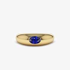 Introducing the 14k Gold Dome Ring featuring a radiant 6x4mm oval cut natural sapphire nestled in a 14k gold dome band. The deep blue color of the sapphire is a perfect complement to the yellow-gold band, creating a seamless look. Sapphire is a birthstone of September; it is believed to bring wisdom, good fortune and peace. The oval cut sapphire and gold dome band give a luxurious and elegant appearance. The 14k gold used in this ring is a perfect balance of durability and beauty, making it a perfect gift for yourself or a loved one who appreciates the timeless look of blue sapphire. ▶ Item Details * Made to Order * Gold Kt: 14K Solid Gold (also available in 18K) * Available Gold Colors: Rose Gold, Yellow Gold, White Gold * Oval Sapphire: 1 pc 6 X 4 MM * Sapphire Carat Weight: 0.53 ctw * R Classic Domed Yellow Gold Sapphire Ring, Classic Yellow Gold Domed Sapphire Ring, Yellow Gold Domed Sapphire Ring, Classic 14k Gold Sapphire Oval Cabochon Ring, Classic Yellow Gold Sapphire Ring Oval Cabochon, Classic Oval Sapphire Ring With Polished Finish, Classic Oval Sapphire Ring, Classic Sapphire Ring Oval Cabochon, Classic Oval Sapphire Signet Ring