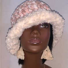 7” Inches / Circumference Of 23 Inches/ Crown Height 4 Inches /Brim 2” Acrylic Yarn Crochethat Trendy Pink Bucket Hat For Winter, Beige Winter Crochet Hat, Beige Yarn Crochet Hat For Winter, Beige Crochet Yarn Hat For Winter, Winter Pink Bucket Hat, One Size, Pink Brimmed Bucket Hat For Winter, Pink Acrylic Hats For Winter, Pink Acrylic Winter Hats, Pink One Size Crochet Hat For Winter