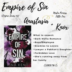 an advertisement for empire of sin, featuring flowers and the title'empire of sin '