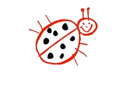 a drawing of a ladybug with a smile on it's face and eyes