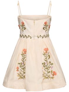 Adjustable spaghetti straps. Concealed back zip closure. Embroidered details. All over pattern placement may vary. Model is wearing a sizeS Embroidered Mini Dress, Looks Party, Linen Mini Dress, City Dress, Summer Beach Wear, White Mini Dress, Tanzania, Look Fashion, Dress Collection