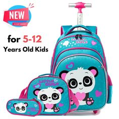 Welcome to          THUNDER TRIBE STORE Contact Us Add to Favorite Fast Shipping Hassle Free Return eBay Money Back Guarantee Authenticity Guarantee   Panda Rolling Backpack for Girls Kids Lunch Bag School Bag with Wheels Toddler   Features 3 in 1 Kids Rolling Backpack Size:backpack: 16.5"x11.8"x7.5", lunch bag: 9"x8.2"x4.3", pencil case: 8.6"x3.9"x2.3", highest height of trolley is 31.5"; Multi-function for kids,as a luggage to reduce load,or as a backpack,or a handbag with a handle on the top School Bags With Wheels, Kids Rolling Backpack, Backpacks For Girls, School Lunch Bag, Backpack With Wheels, Kids Lunch Bags, Rolling Backpack, School Bags For Girls, Boys Backpacks