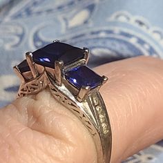 10kt Wg Iolite 3 Tier And Natural Accent Ring (Stone Is A Bright Blue Purple Color) Diamond Accent Ring, Ring Stone, Ring Color, Womens Jewelry Rings, Bright Blue, Purple Color, Blue Purple, Blue And Purple, Color Blue