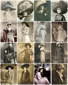 These beautiful ladies wear their finest attire and dawn very fancy hats. Add them to your shabby chic or junk journals. Add them to tags, journaling cards or just print them on a card and slip them into a pocket. Create vintage holiday cards. Fits easily to any standard size paper.  One easy to download files. Edwardian Hat, Vintage Holiday Cards, Vintage Style Hat, Hat Aesthetic, Ladies Hats, Victorian Hats, Antique Hats, Women Hat, Victorian Clothing