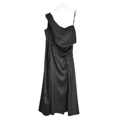 Stunningly slinky Versace black silk double slip dress. Bought for £1475 and unworn. Made from glossy black silk with silk chiffon inner slip, it has asymmetric draped neckline, darted detailing and fared hem. Size IT40/UK8. Measures approx - bust 32", waist 30”, hips 36” and length 43”. Purple Bandage Dress, Navy Lace Dress, Slinky Dress, Versace Couture, Versace Brand, Vintage Versace, Draped Neckline, Dolce Gabbana Dress, Donatella Versace