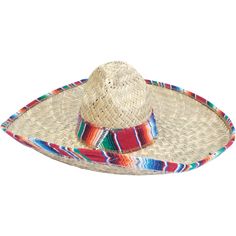 Woven Sombrero Serape Trim Adult Size Chin Strap 19 inches Wide x 7 inches Tall Ships from Missouri warehouse within one business day Straw Hats - Mexican Sombrero by CarnivalSource.com! An Authentic Mexican sombrero hat that can be worn to any Fiesta or Cinco de Mayo celebration. Complete your caballero or Mexican cultural costume with this woven sombrero. Stock up on all your costume accessory and hat needs with CarnivalSource.com. We have a wide selection of novelty, career, costume and whims