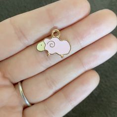 Gold Plated Sheep Charm Gold Sheep Bracelet, Gold-plated Yellow Gold Charms For Gifts, Yellow Gold Enamel Charms For Gift, Sheep Brooch, Yellow Gold-plated Charms With Dangling Details, Sheep, Pink And Gold, Gold Plate, Plating