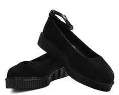 Black Pointed Ballet Ankle Strap Creeper Black Stylist, Stylist Outfit, Ballet Fashion, Shoes Outlet, Creepers, Shoe Store, Hermione, Vegan Friendly, School Stuff