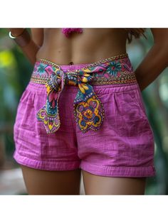 ⭐️ Chic Bottoms, Retro Ethnic Casual Linen Shorts Bohemian Style Shorts Women Shorts, Style Shorts, Linen Shorts, Fashion Sense, Bohemian Style, My Fashion, Red Roses, Oregon, Sense