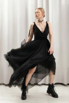 Chiffon Black Dress | NOT JUST A LABEL Pre-draped Silk Chiffon Evening Dress For Gala, Pre-draped Organza Evening Gown, Elegant Organza Evening Dress For Cocktails, Pre-draped Chiffon Maxi Dress For Gala, Elegant Silk Chiffon Gown, Formal Maxi Length Georgette Evening Dress, Pre-draped Silk Chiffon Evening Gown, Formal Black Silk Chiffon Maxi Dress, Flowy Pre-draped Party Dress