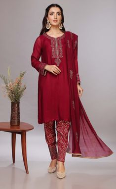 Kameez Trouser Dupatta Pakistani Party Dress in Net Salwar Kameez For Reception During Diwali, Silk Churidar For Eid Reception, Anarkali Embellished Churidar For Festive, Embellished Anarkali Churidar For Festive Occasions, Festive Anarkali Embellished Churidar, Red Traditional Drape Party Dress, Red Party Dress With Traditional Drape, Festive Chanderi Churidar For Reception, Silk Churidar For Reception During Eid