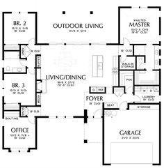 the floor plan for this house shows the living area and dining room, as well as the