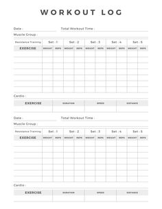 the workout log is shown in black and white