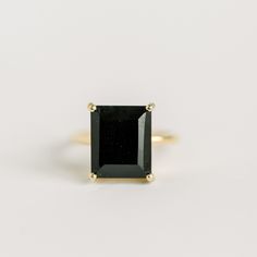 Natural Black Onyx Gemstone 4 prong ring set in vermeil (sterling silver dipped in 24K gold) Unique Engagement Rings Black, Engagement Rings Black, Rings Black, Prong Ring, Black Engagement Ring, Gold Statement Ring, Onyx Gemstone, Opal Bracelet, Ring Black