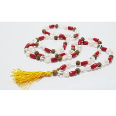 Rudraksha Mala with Sphatik ( Crystal Quartz) 108 Beads Wood Natural Rudraksha and Sphatik (Quartz) Mala 6 mm Beads - 108+1 Beads Japa Rosary Rudraksha + Sphatik Spiritual Mala Crystal Wood, Crystal Mala. Experience the spiritual cleansing and devotional power of the Rudraksha Mala 108+1 Beads - Jaap Purpose. Crafted from sacred Rudraksha wood, renowned for its purifying and harmonizing properties, this mala is designed for meditation, japa chanting, and spiritual practice. Key Features: 108+1 b Traditional White Beaded Necklace With 8mm Beads, Hand-strung Mala For Puja, Temple Jewelry Style, Handmade Spiritual Mala For Diwali, Traditional White Necklace For Healing, Traditional White Necklaces With 8mm Beads, Handmade Mala For Meditation And Diwali, Spiritual Handmade Mala For Diwali, Adjustable White Necklaces For Puja, White Temple Jewelry Mala As Gift