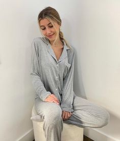 These natural pajamas are made of soft cotton knitwear fabric (jersey) and are perfect for sleep, parties, or everyday use. Our luxurious, temperature-regulating knit fabric drapes and falls in all the right ways, enveloping the body in comfort. Plus, it's machine washable, and gentle on the skin, so it not only feels beautiful but it's easy to care for, too. These are the cozy, relaxed PJs you'll live in, a gift to everyone, and pack with you wherever you go. Composition: 95% cotton, 5% elastin Pajama Set Long Sleeve, Winter Pjs Women Pajama Set, Cotton Stretch Sleepwear For Pajama Party, Solid Cotton Sleepwear For Lounging, Comfy Sleepwear Pants For Lounging, Cozy Solid Cotton Sleepwear, Comfy Long Pants Sleepwear For Lounging, Solid Cotton Sleepwear For Sleepover, Cotton Stretch Sleepwear For Relaxation