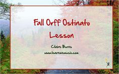 an autumn scene with the words fall off ostrato lesson written in red and orange