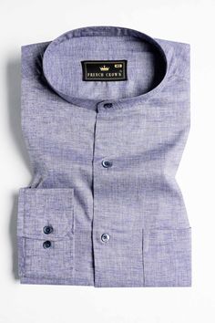 A masterpiece of style and comfort that transcends the ordinary, our Amethyst Blue Chambray Premium Giza Cotton Shirt, featuring a mandarin collar envelops you in luxurious softness and breathability, ensuring you feel as good as you look. The distinctive chambray weave lends a unique texture that effortlessly strikes the balance between casual charm and refined elegance. Fused collar and cuffs, collar stand and flat felled side seams provide structure and stability to all our shirts. 100 % Prem Cotton Shirts For Men, Luxury Linen, Shoulder Shirts, Giza, Full Sleeves, Oxford Shirt, Collar And Cuff, Mandarin Collar, Full Sleeve