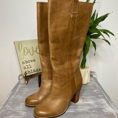 Lucky Brand Maidie Leather Boots Knee High Tan Brown Stacked Heel Size: 8m Condition: New Without Tags - Scuffs Are From Storage. Bundle For A Better Discount. Comes From A Smoke Free Home. If You Want More Information, Please Don’t Hesitate To Ask Any Questions Needed! Casual Leather Boots With Block Heel, Casual Leather Heels For Fall, Spring Leather Knee-high Heeled Boots, Fall Leather Heels In Medium Width, Leather Heeled Boots With Leather Footbed, Fall Leather Heels Medium Width, Spring Leather Heeled Boots For Office, Spring Office Leather Heeled Boots, Casual Heels With Leather Lining And Round Toe