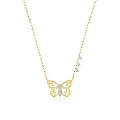 Butterfly Diamond Necklace - SHOPKURY.COM Fine Jewelry Diamond Butterfly Necklace In Yellow Gold, Diamond Butterfly Necklace In Yellow Gold, Yellow Gold Diamond Butterfly Necklace, Yellow Gold Necklaces With Adjustable Chain And Cubic Zirconia, Adjustable Yellow Gold Diamond Necklace, Elegant Gold Diamond Butterfly Necklace, Delicate Gold Necklace With Diamond Accents, Elegant Yellow Gold Butterfly Necklace With Adjustable Chain, Delicate Yellow Gold Necklace With Single Cut Diamonds