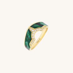 14K Real Gold Bold Tiara Band Ring Luxury Green Diamond Ring, Luxury Green Enamel Jewelry, Elegant Enamel Diamond Ring, Green Enamel Ring For Formal Occasions, Elegant Formal Enamel Ring, Green Enamel Ring For Wedding, Elegant Green Enamel Ring As A Gift, Elegant Green Enamel Ring For Gift, Elegant Green Enamel Ring Gift