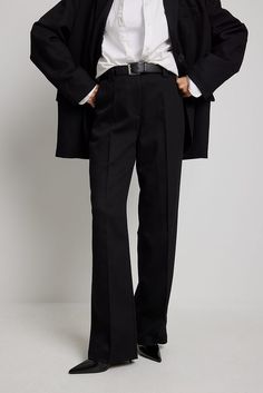 Twill Suit Pants Black | na-kd.com Black Pants Men, Suit Pant, Black Suit, Christmas 2022, Suit Pants, Wide Belt, Straight Leg Trousers, Formal Looks, Black Suits