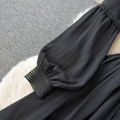 simple long sleeves chiffon summer women's dress P114 Fabric: blended Color: black Size(cm): M,L,XL.2XLM full length 122 sleeve length 27 bust 90 waist 72L full length 123 sleeve length 28 bust 94 waist 76 XL full length 124 sleeve length 29 bust 98 waist 80 2XL full length 125 sleeve length 30 bust 102 waist 84 Chic Summer Long Sleeve Dress With Lantern Sleeves, Chic Long Sleeve Dress With Lantern Sleeves For Summer, Chic Long Sleeve Lantern Dress For Summer, Chic Long Sleeve Lantern Sleeve Summer Dress, Black Midi Dress With Lantern Sleeves For Evening, Spring Long Sleeve Chiffon Dress For Party, Spring Long Sleeve Chiffon Party Dress, Elegant Black Midi Dress With Bishop Sleeves, Chic Long Sleeve Chiffon Dress