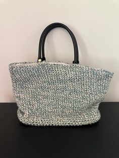 Women's Purse/Bag Beige Straw Shopping Bag With Handle Drop, Chic Top Handle Bag For Errands With Rolled Handles, Chic Crochet Top Handle Bag With Rolled Handles, Casual Bags With Handles For Errands, Casual Blue Top Handle Bucket Bag, Straw Satchel Bag With Rolled Handles For Shopping, Chic Tote Straw Bag With Handle Drop, Shopping Straw Satchel Bag With Rolled Handles, Spring Bucket Shoulder Bag With Handle Drop