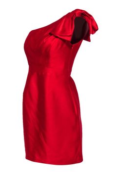 Look red hot at your next cocktail party in this mini dress by Shoshanna. Made with silk and featuring a gorgeous one-shoulder bow detail, you're sure to give glam with this piece. Pair with a strappy heel for a fierce look. Size 2 Shell 100% silk Lining 100% Acetate Concealed side zipper Bust 31" Waist 27" Shoulder to hem 34" French Girl Chic, Chic Shop, Buy Shoes Online, Red Silk, French Girl, Red Hot, Touch Up, Bow Detail, Strappy Heels