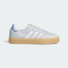 These adidas Sambae shoes give the classic Samba silhouette a stylish, elevated update. The premium leather upper features embroidered 3-Stripes for a fresh edge while metallic accents add a touch of shine. The thick rubber outsole stands on its own but references the iconic look of the original style. Whether you pair them with jeans, tights or a maxi dress, they're perfect for adding a retro-cool vibe to any outfit. Cute Adidas Shoes, 2025 Moodboard, Samba Shoes, Bold Shoes, Preppy Shoes, Superstars Shoes, Adidas Shoes Women, Adidas Campus, Adidas Shop