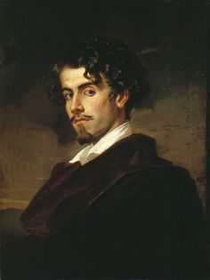 a painting of a man with curly hair