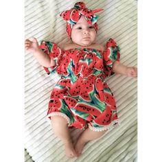 Nothing says Summer like a bunch of watermelons! This cute onesie comes with a matching headband and is just perfect for hot and happy summer days. Playful Onesie For Spring Beach Outings, Playful Onesie For Beach In Spring, Playful Spring Beach Onesie, Playful Bubble Romper For Beach In Spring, Fun Cotton Onesie For Summer, Playful Spring Beach Bubble Romper, Playful Bubble Romper For Spring Vacation, Playful Bubble Romper For Vacation In Spring, Fun Summer Bubble Romper