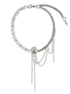 Materials: Rhodium plated brass, Swarovski crystal, 8mm Swarovski faux pearl Length: 19"/ 48cm  Adjustable    Made in NYC MR007-02 Diana Necklace, Jewel Accessories, Spiked Jewelry, Crystal Spikes, Crystal Hair Clips, Bold Necklace, Mixed Metal Jewelry, Crystal Hoop Earrings, Classy Jewelry