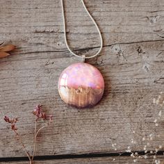 "Beautiful opal necklace to add a pop of pink color to your look. Unique statement necklace makes a perfect anniversary gift for her. W H Y ∙ Y O U ∙ W I L L ∙ L O V E ∙ I T ✧ A Wood-all-Good Original, designed and handcrafted by us ✧ A one-of-a-kind gift you'll treasure ✧ A Statement piece that goes with any style ✧ High quality materials and attention to detail ✧ Packaged ready to gift in a elegant dark grey jewelry box This opal necklace features color-changing display of vibrant shades of pi Pink Pendant Jewelry Gift, Handmade Pink Gold Jewelry As Gift, Unique Rose Gold Necklace, Unique Rose Gold Round Pendant Necklace, Pink Gold Pendant Necklace As A Gift, Pink Round Necklace For Anniversary, Pink Gold Round Necklace For Gift, Pink Round Pendant Necklace For Jewelry Making, Pink Handmade Necklaces For Anniversary