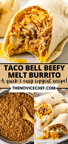 taco bell beef melt burrito with text overlay